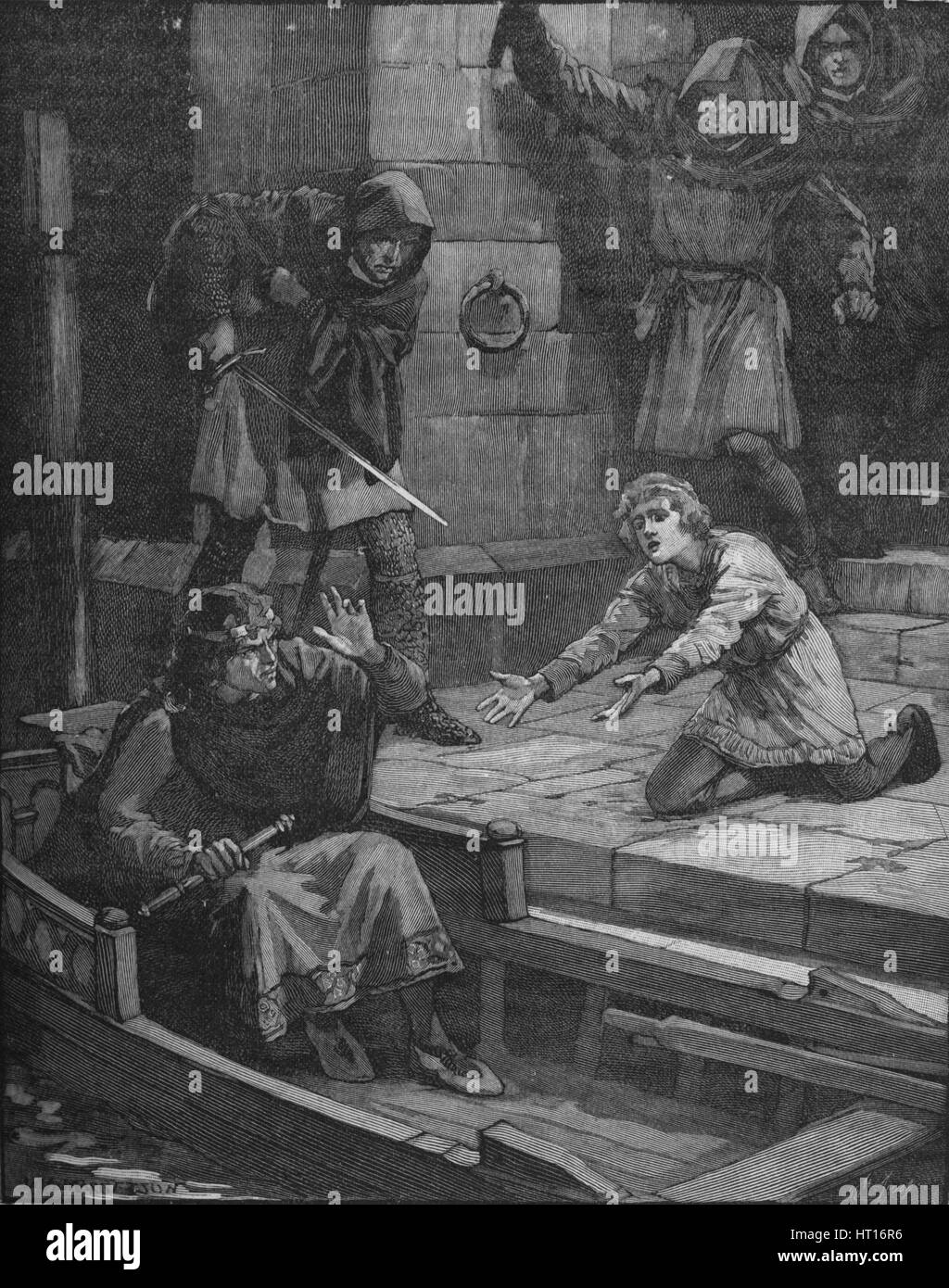 Assassinio del principe Arthur, 1203 (1905). Artista: sconosciuto. Foto Stock