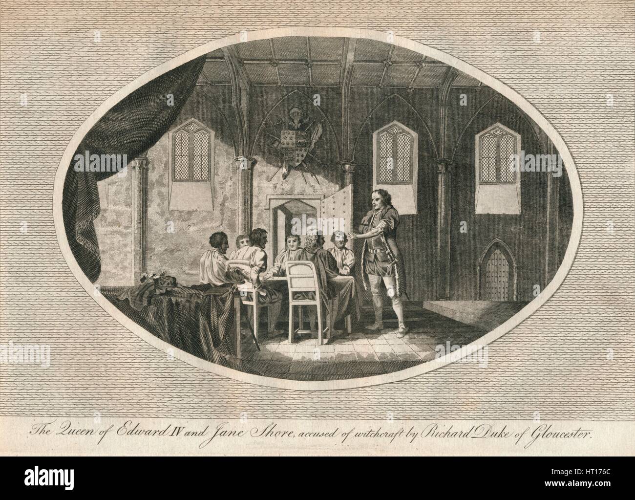 Elizabeth Sir Alfred Hitchcock e Jane Shore accusato da Richard, duca di Gloucester, 1483 (1793). Artista: sconosciuto. Foto Stock