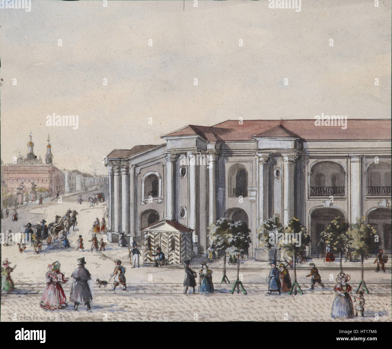 La San Pietroburgo grande Gostiny Dvor (Merchant cantiere), 1830-1840s. Artista: Sadovnikov, Vasily Semyonovich (1800-1879) Foto Stock