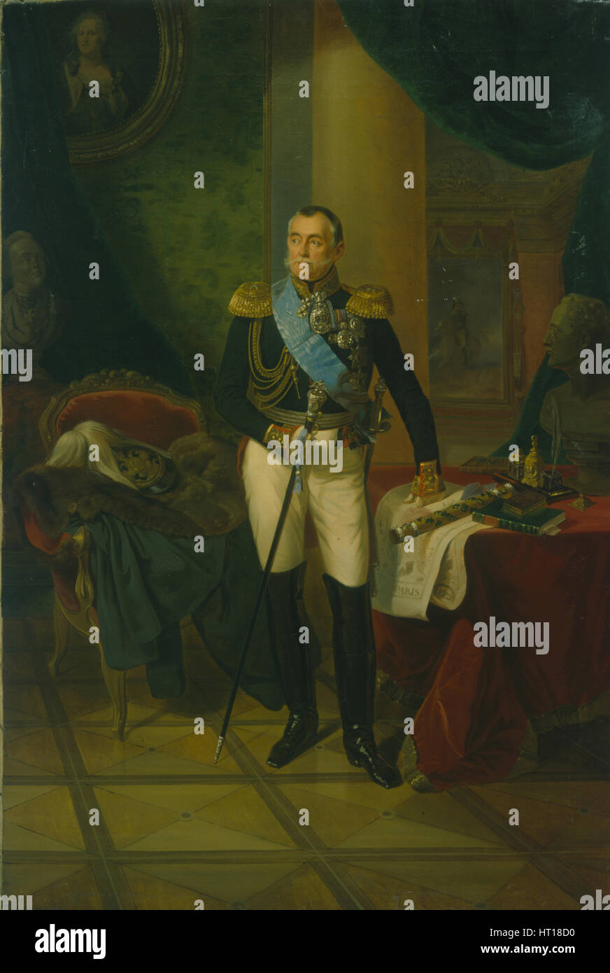 Ritratto del principe Pyotr Volkonsky (1776-1852), c. 1850. Artista: Anonimo Foto Stock
