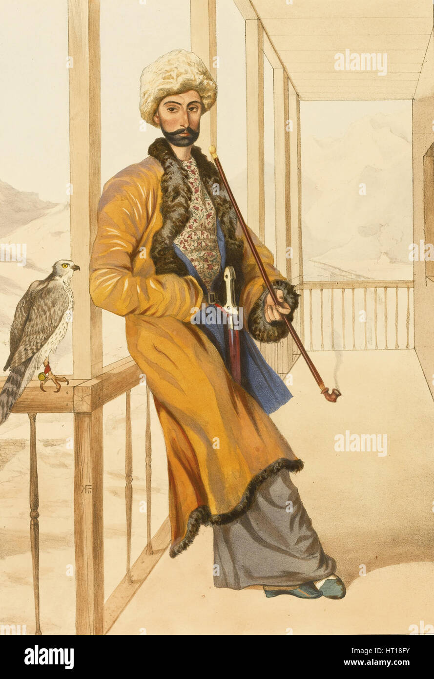 Caucasian abito tradizionale, 1840s. Artista: Gagarin, Grigori Grigorievich (1810-1893) Foto Stock