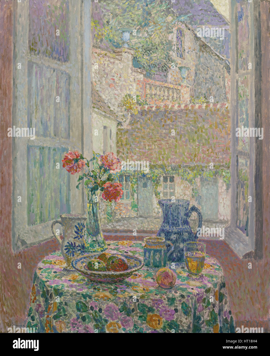 La tabella che si affaccia sul cortile, 1926. Artista: Le Sidaner, Henri (1862-1939) Foto Stock