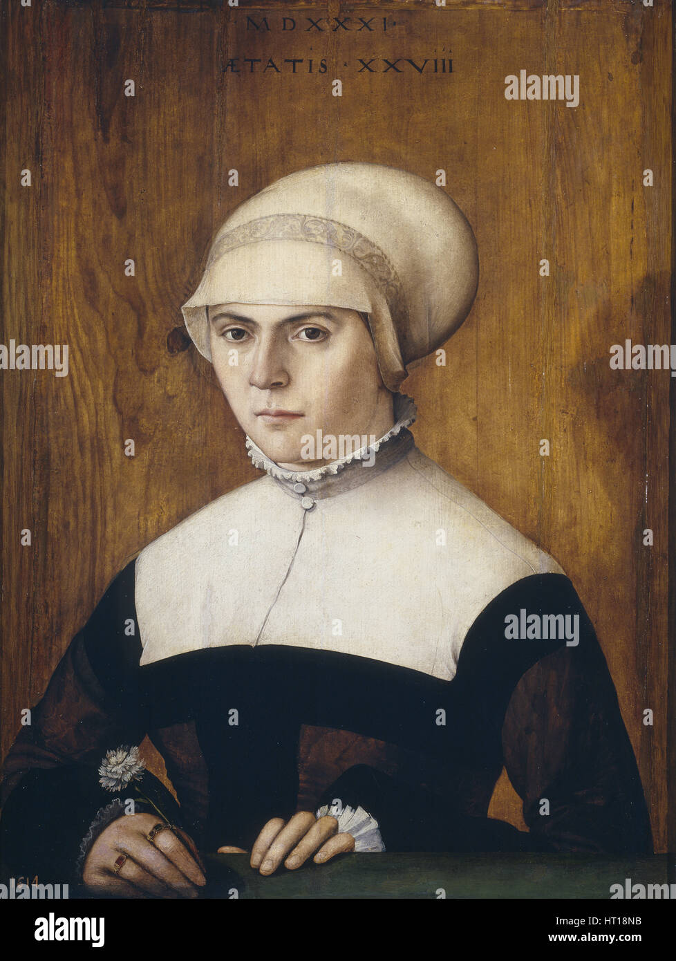 La moglie di Jörg Zörer, all'età di 28, 1531. Artista: Amberger Christoph (ca. 1500-1562) Foto Stock