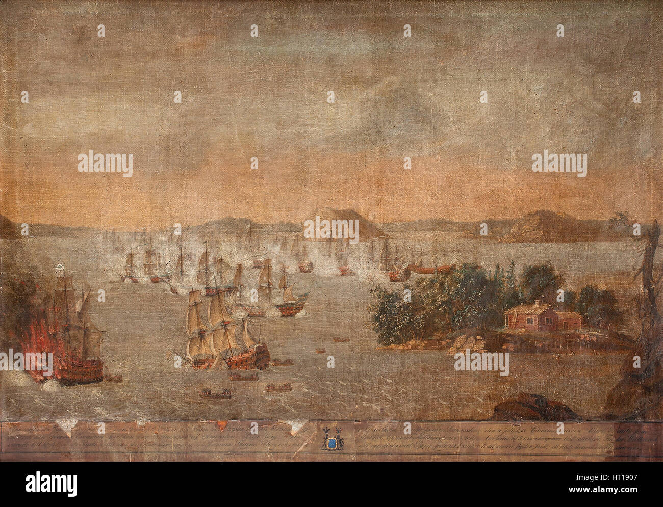 La battaglia di Hoglande il 22 luglio 1713, 1713. Artista: Anonimo Foto Stock