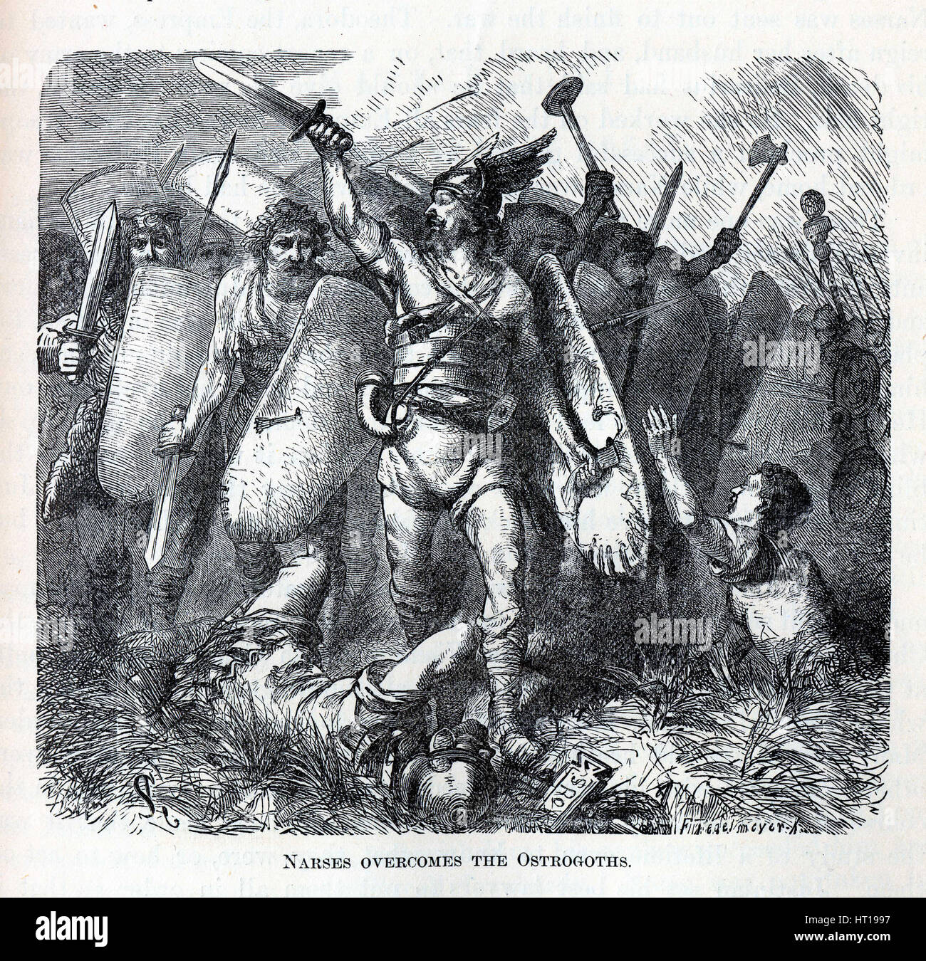 Narses supera gli Ostrogoti, 1882. Artista: Tegetmeyer, Agosto Heinrich Ferdinand (1844-1912) Foto Stock