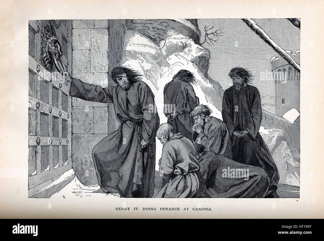 Enrico IV facendo penitenza a Canossa, 1882. Artista: Anonimo Foto Stock