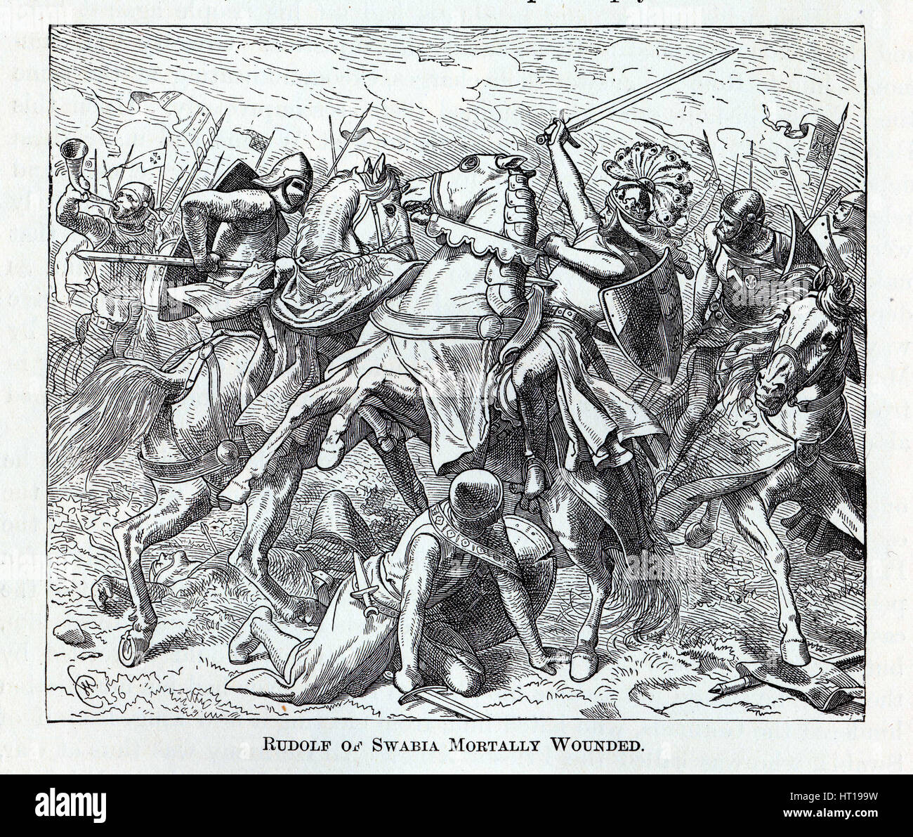 Rodolfo di Svevia mortalmente feriti, 1882. Artista: Anonimo Foto Stock
