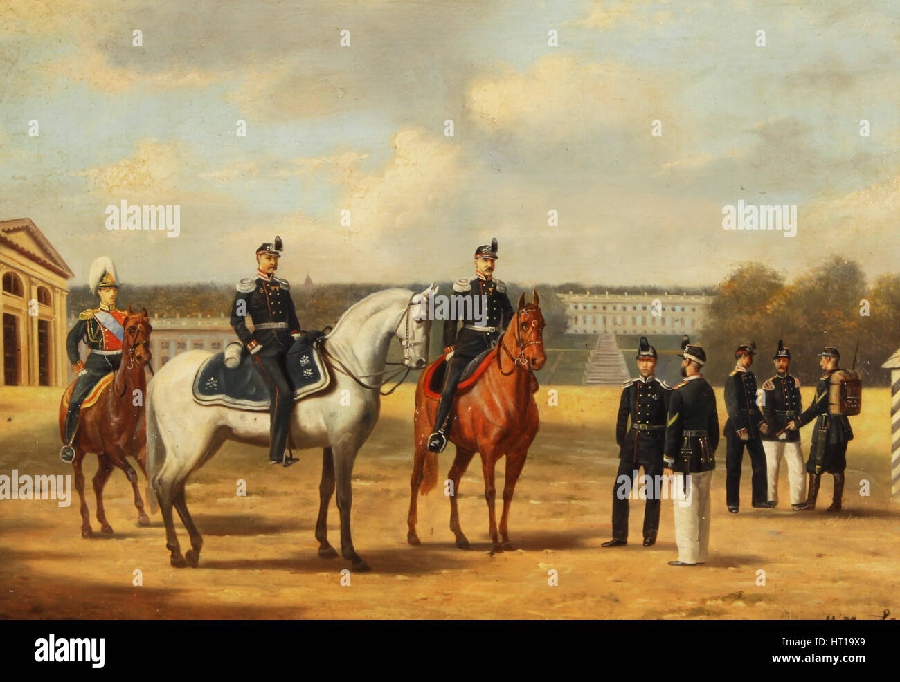 Granatieri a Tsarskoe Selo. Artista: Matveyev, Nikolai Sergeyevich (1855-1939) Foto Stock