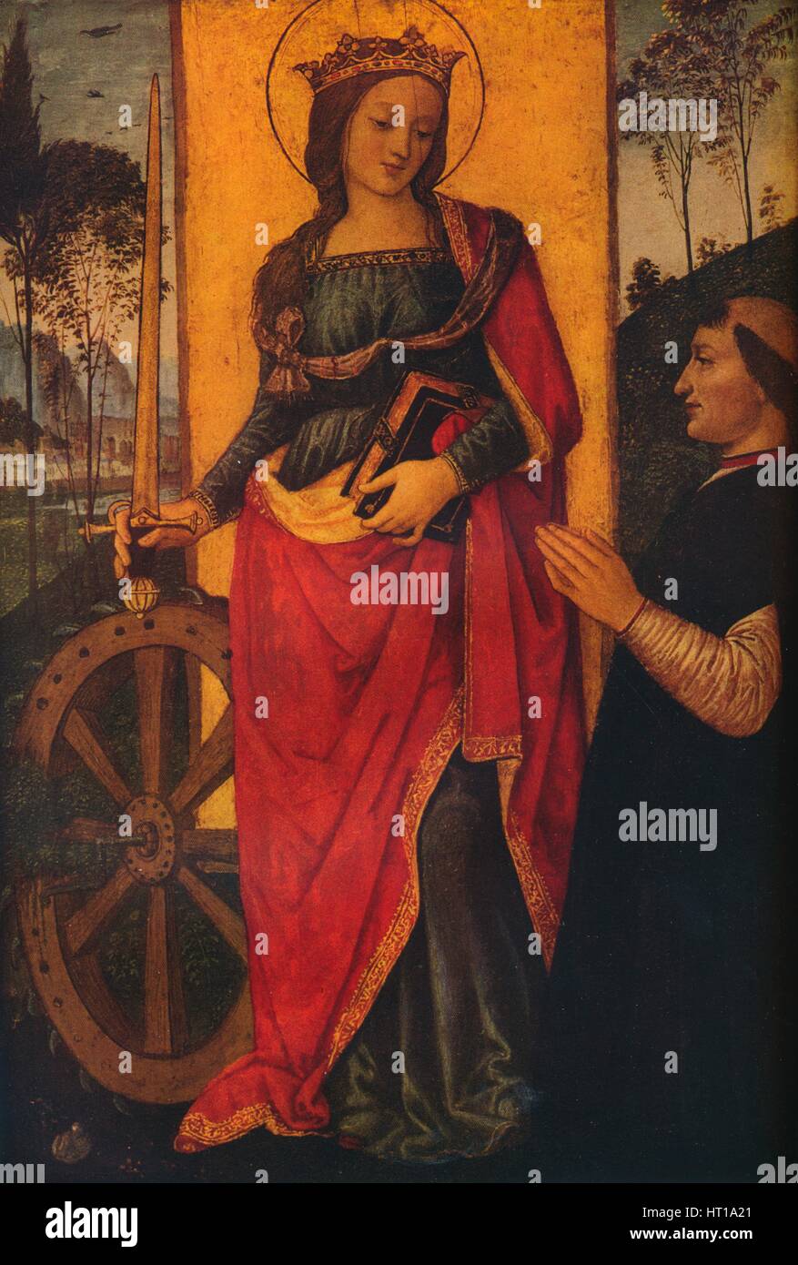 'Saint Caterina di Alessandria con un donatore', C1480. Artista: Bernardino Pinturicchio. Foto Stock