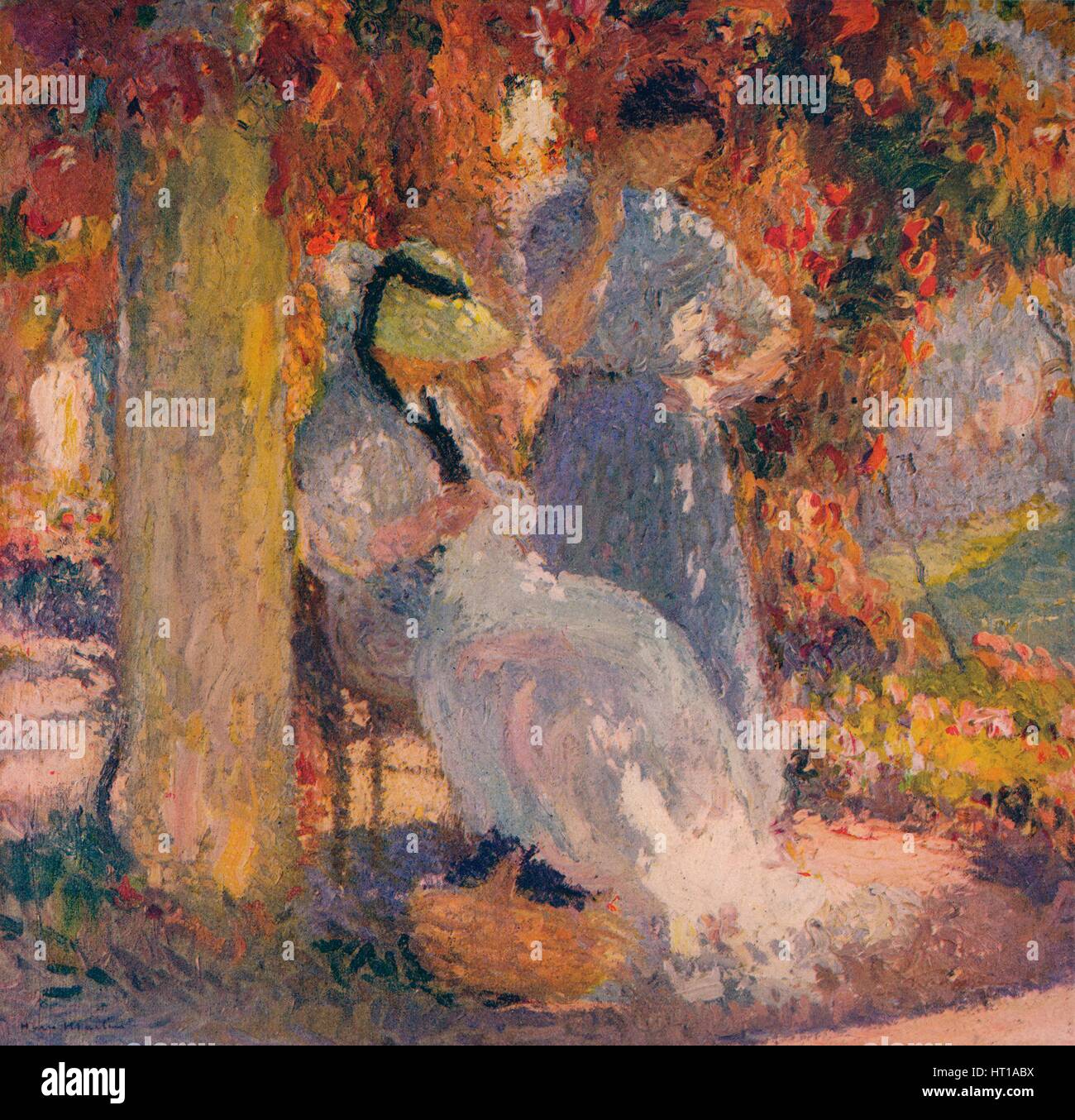 'Sewing scena sotto la pergola a Marquayrol', 1902 (c1932). Artista: Henri Jean Guillaume Martin. Foto Stock