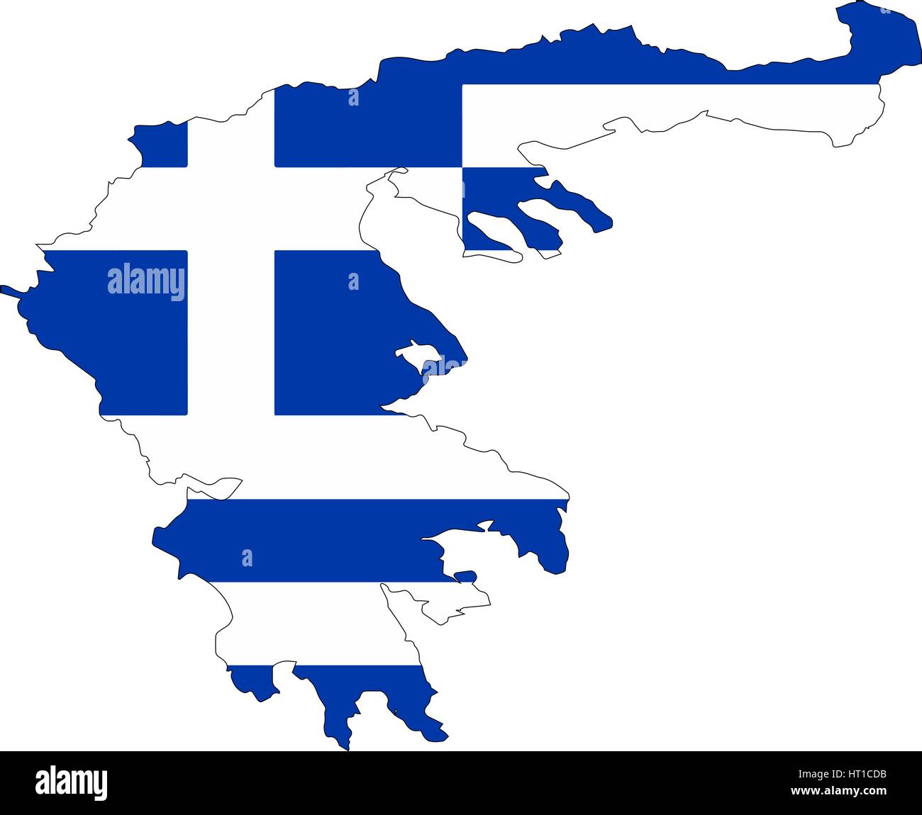 Mappa di Grecia con una bandiera. Vector illustrator. Su sfondo bianco Illustrazione Vettoriale