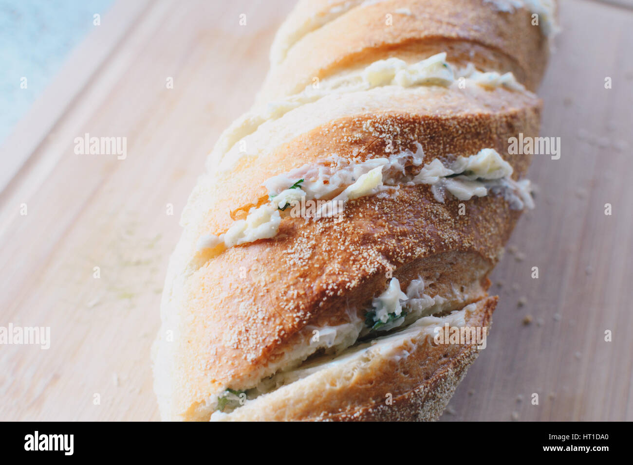 Aglio fresco pane pronto per il forno Foto Stock