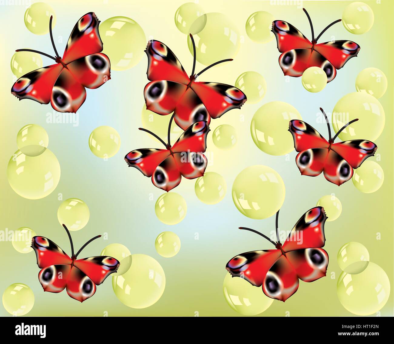 Bella rossa di farfalle Illustrazione Vettoriale
