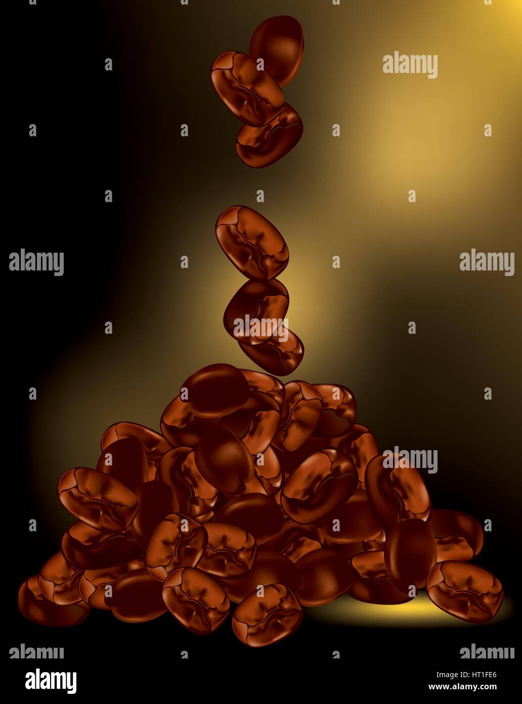 Chicchi di caffè tostati Illustrazione Vettoriale