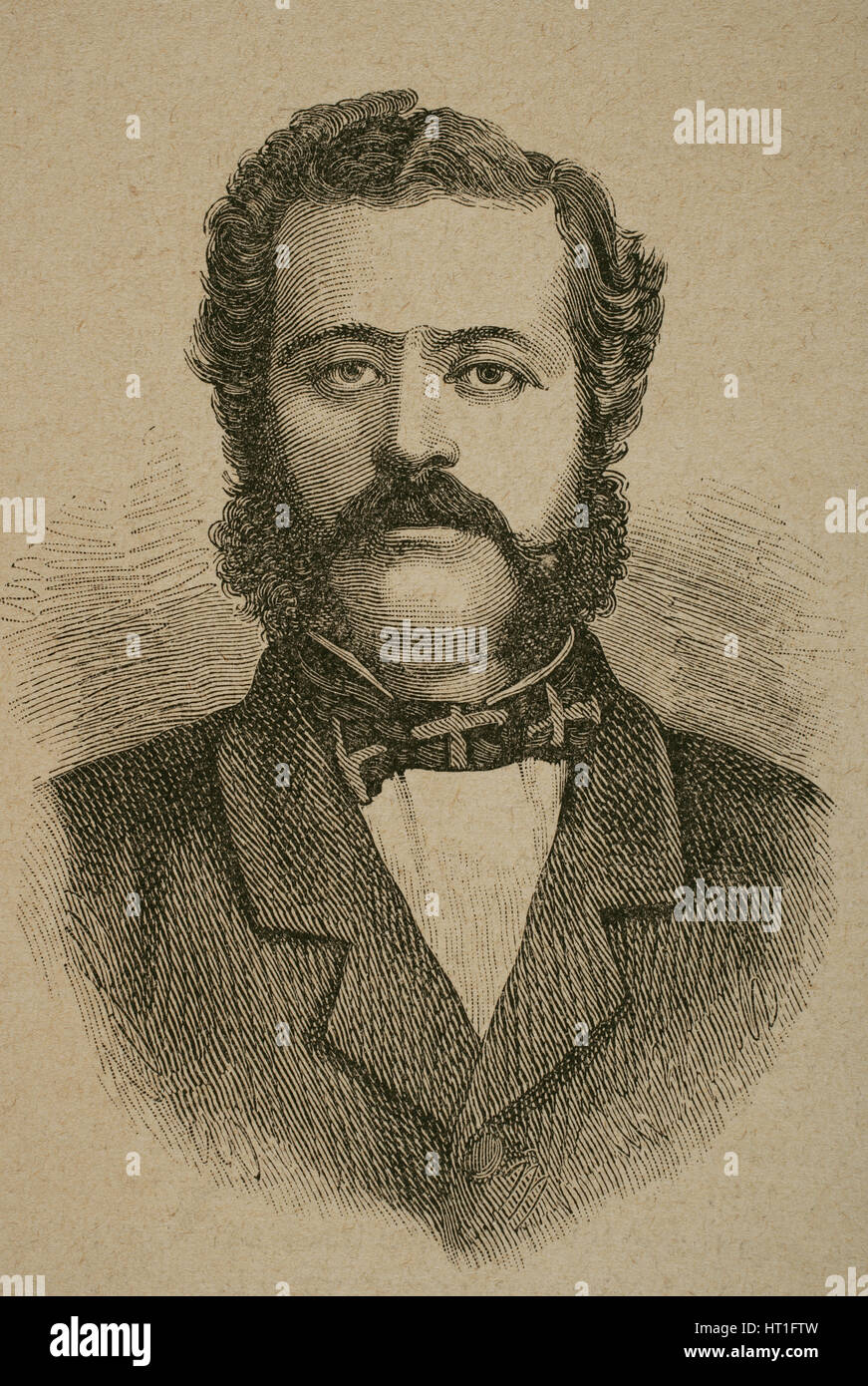 Aristotelis Valaoritis (1824-1879). Il poeta greco, rappresentante della scuola Heptanese e politico. Ritratto. Incisione. Foto Stock