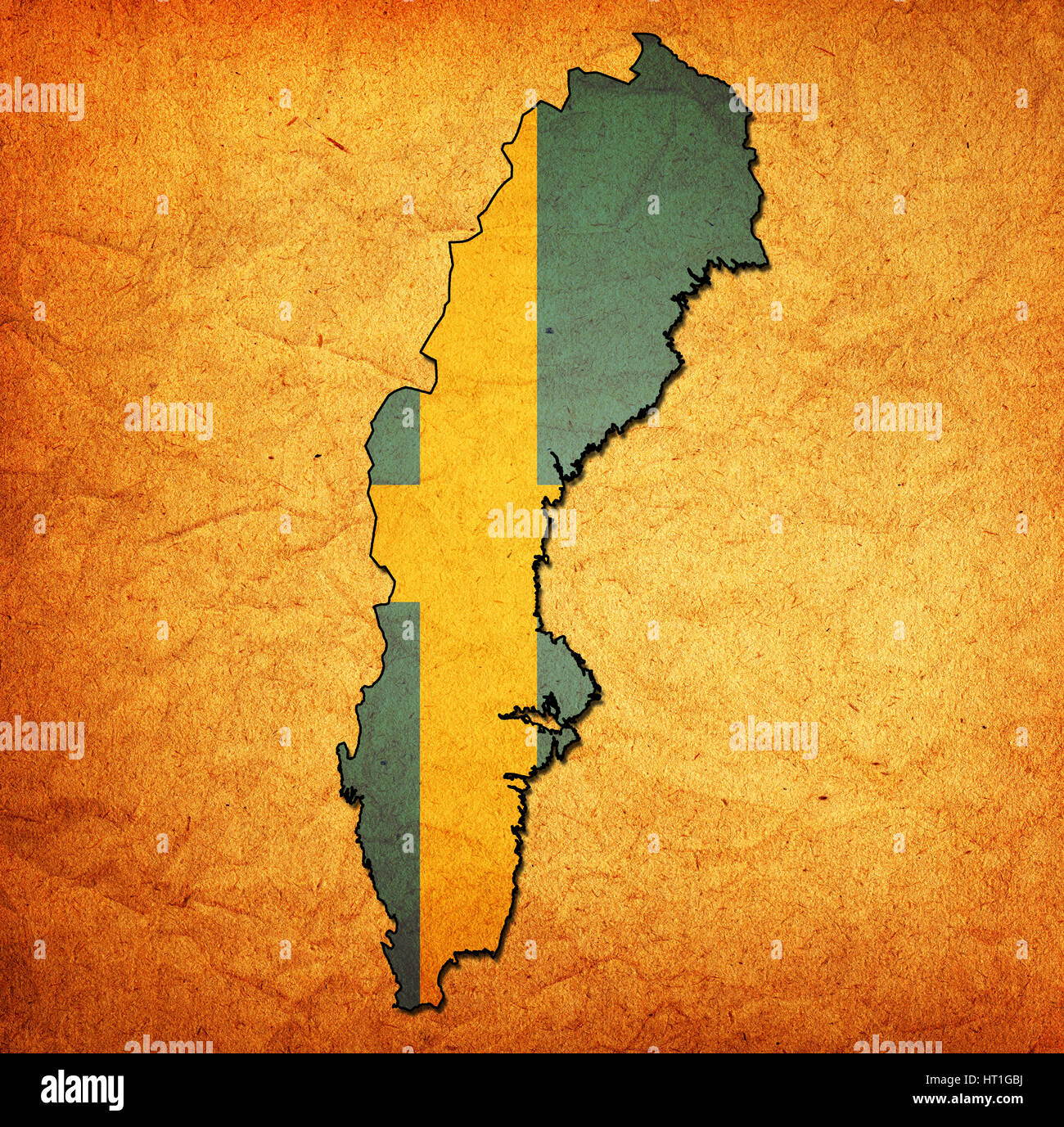 Raglio Della Mappa Della Svezia Con La Bandiera D'ondeggiamento - Foto 3