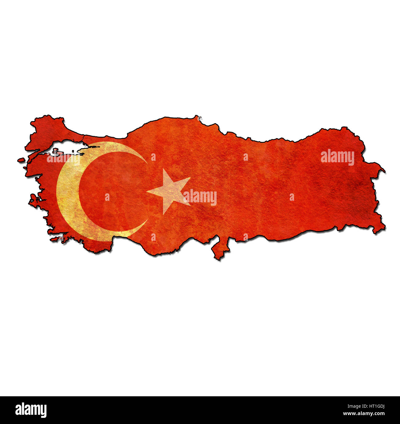 Mappa con bandiera della Turchia con i confini nazionali Foto Stock