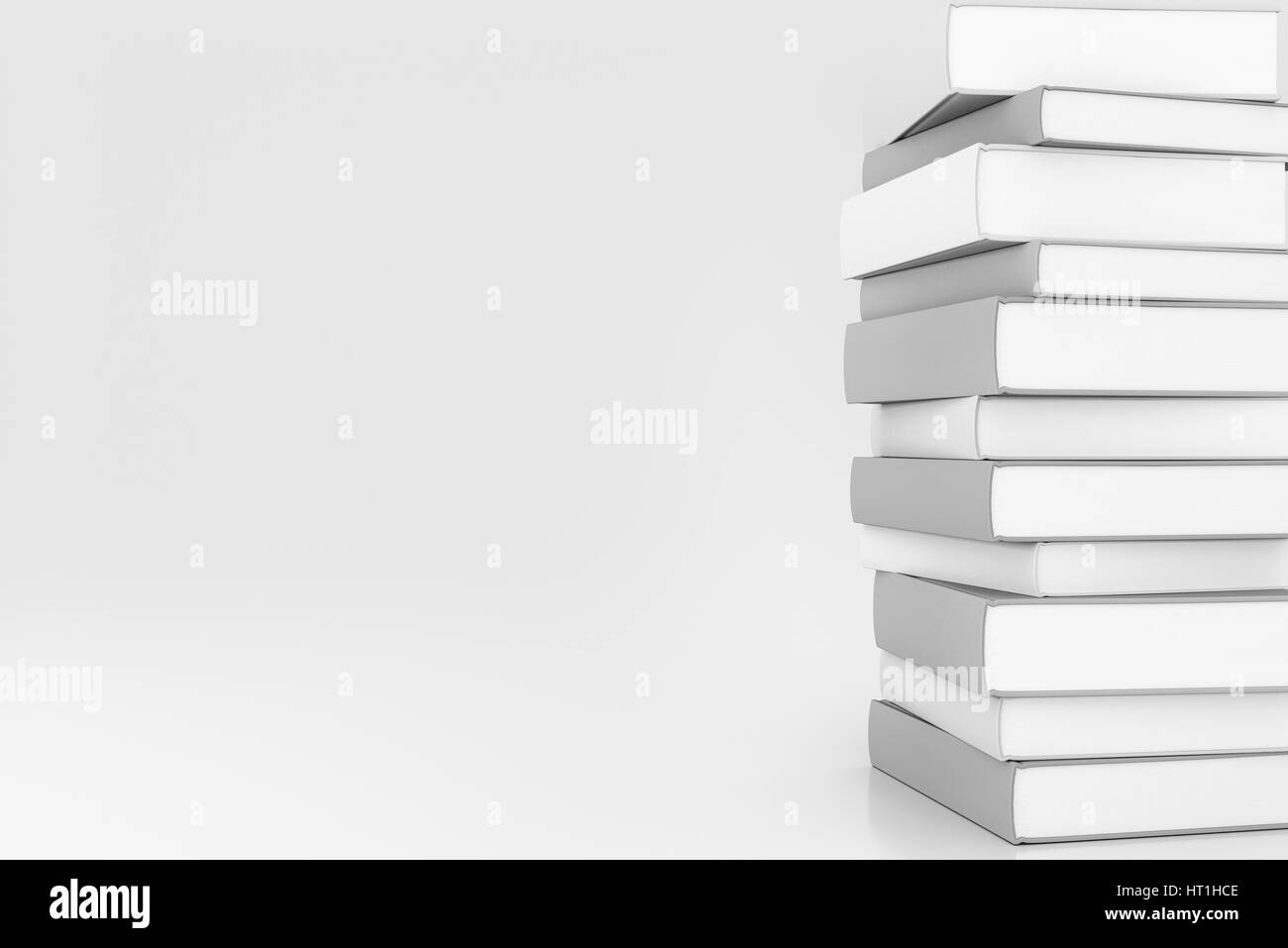 Pila di vuoto bianco libri con spazio di copia Foto Stock