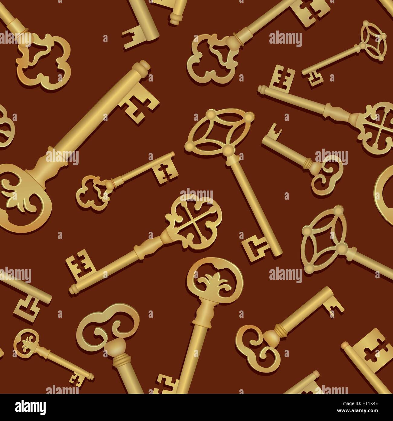 Chiave vintage seamless sfondo. Chiudere la porta tile pattern Illustrazione Vettoriale