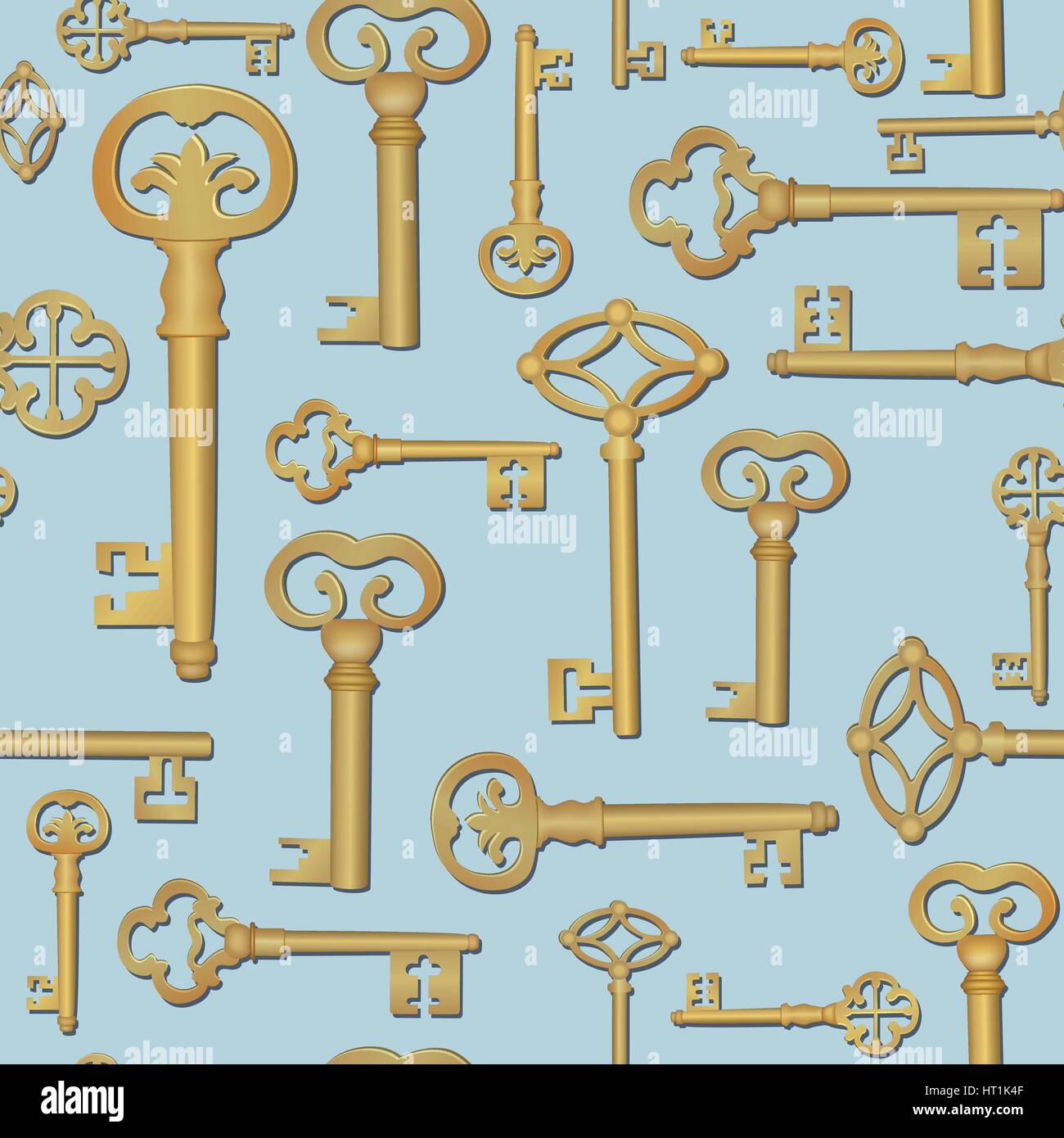 Chiave vintage seamless sfondo. Chiudere la porta tile pattern Illustrazione Vettoriale