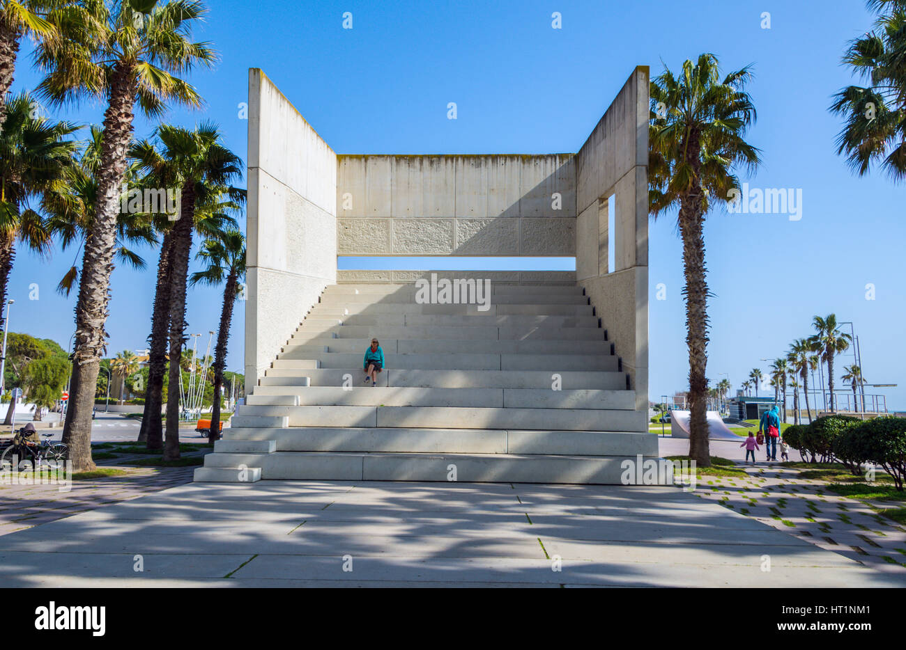 Plaza de las Palmeras, Castelldefels. Catalunya, Spagna Foto Stock