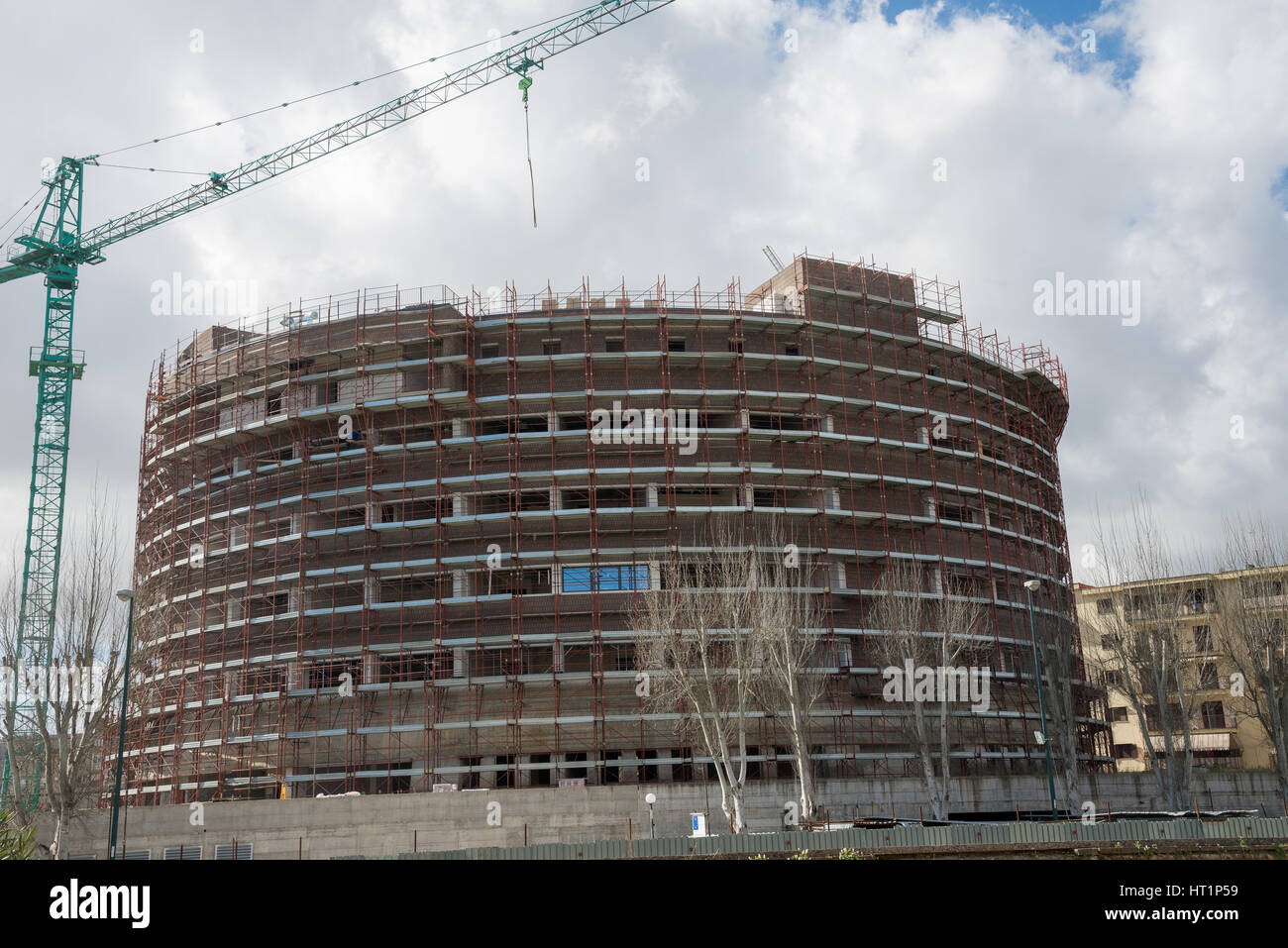 Napoli - Italia, 2 marzo 2017: centro universitario in costruzione che ospiterà la facoltà di medicina e scienze della salute, come parte del redeve Foto Stock