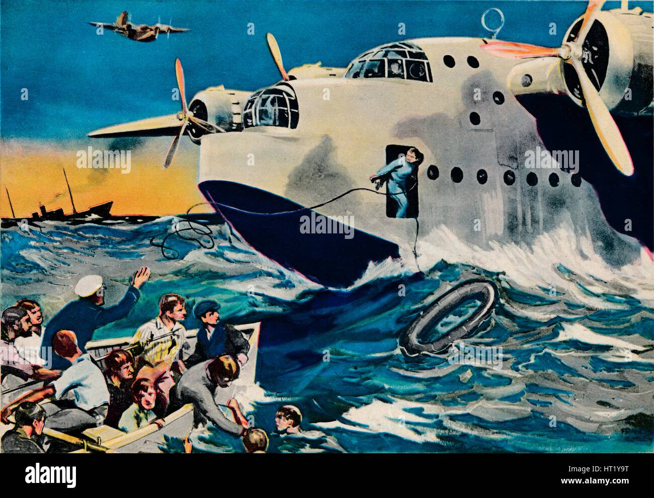 Due brevi Sunderlands salvataggio equipaggio, 1940. Foto Stock