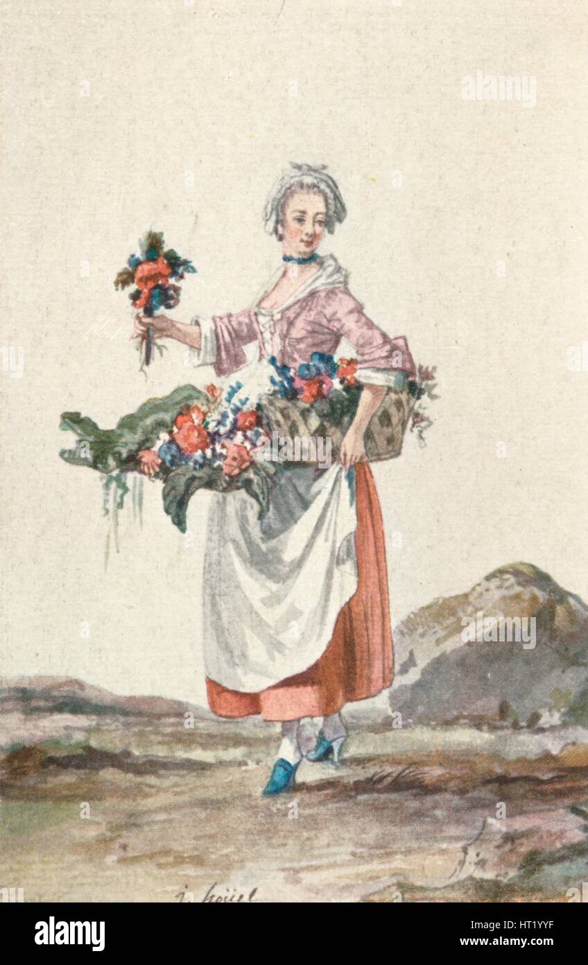 La Bouquetiere Garcon Cafetier, c diciottesimo secolo, (1903). Artista: Jean-Pierre Houel Foto Stock