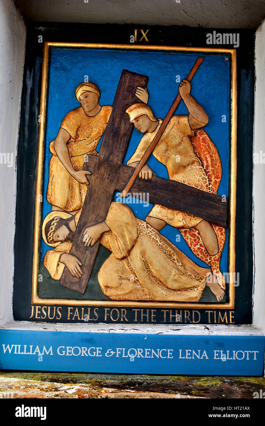 Gesù non riesce per la terza volta - Nostra Signora di Walsingham santuario, Norfolk, Inghilterra- Foto Stock
