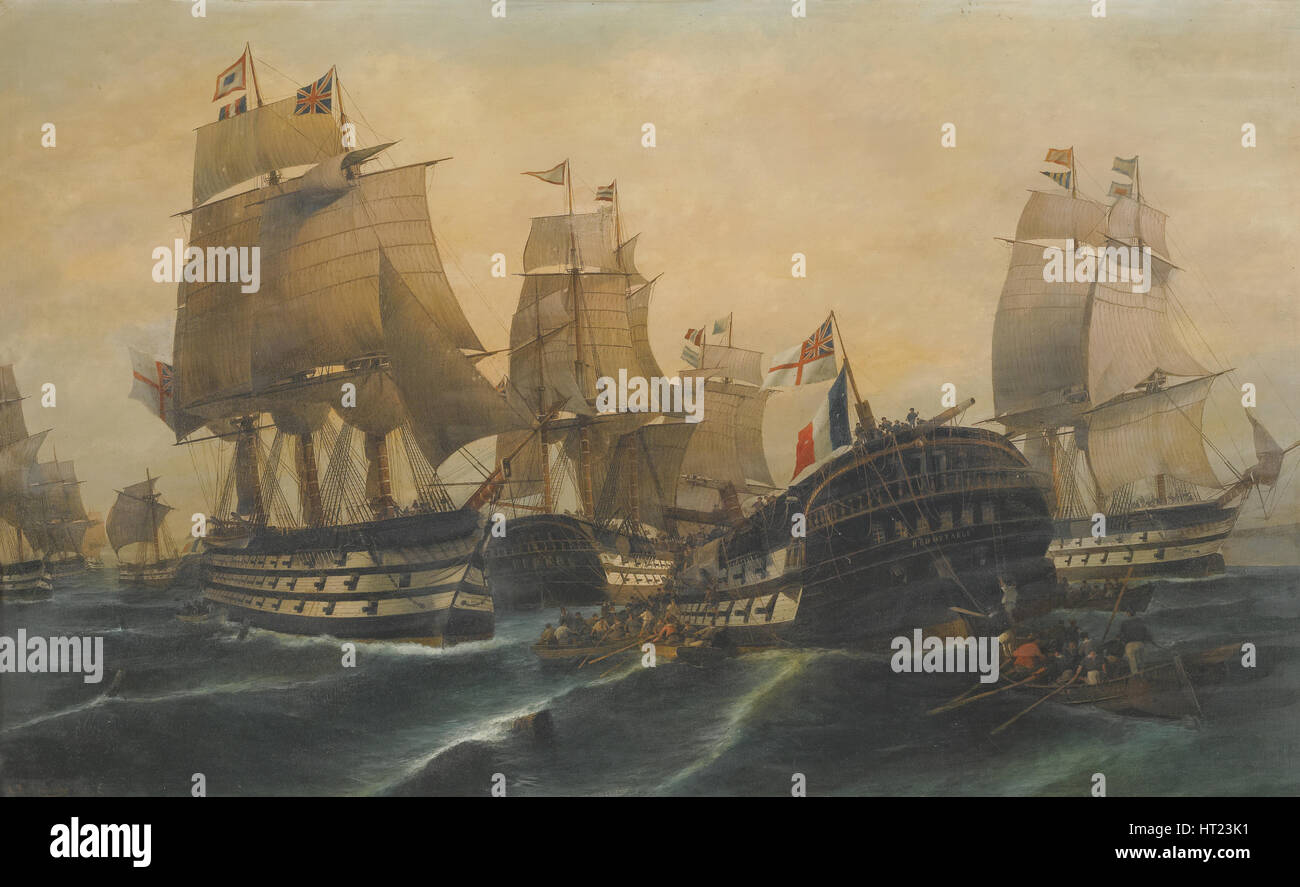 La Battaglia di Trafalgar. Artista: Volanakis, Constantinos (1837-1907) Foto Stock