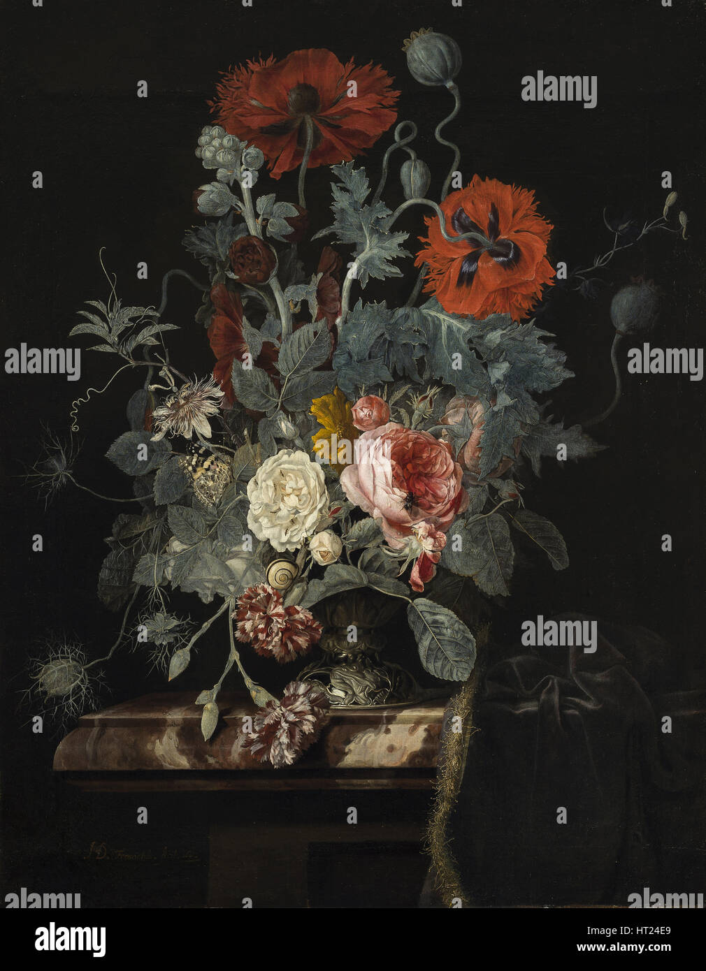 Floral still life, 1665. Artista: Fromantiou, Henri de (c. 1633/34-dopo il 1693) Foto Stock