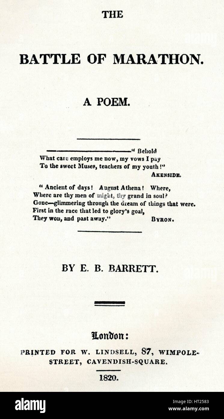 "La battaglia di Maratona. Una poesia", 1820. Artista: sconosciuto. Foto Stock