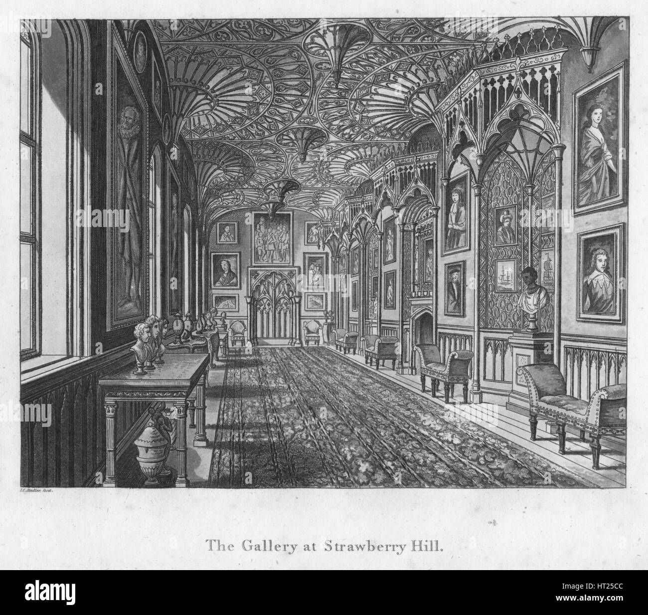 'La Galleria a Strawberry Hill', C1792. Artista: sconosciuto. Foto Stock