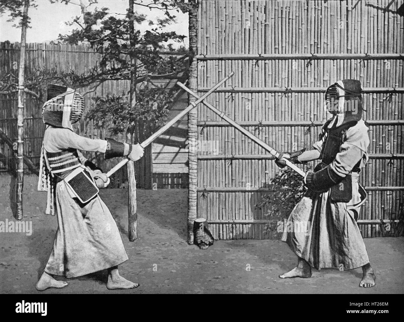 "Schermitori tenendo le posizioni', C1903 (1903). Artista: Ogawa & Burton. Foto Stock