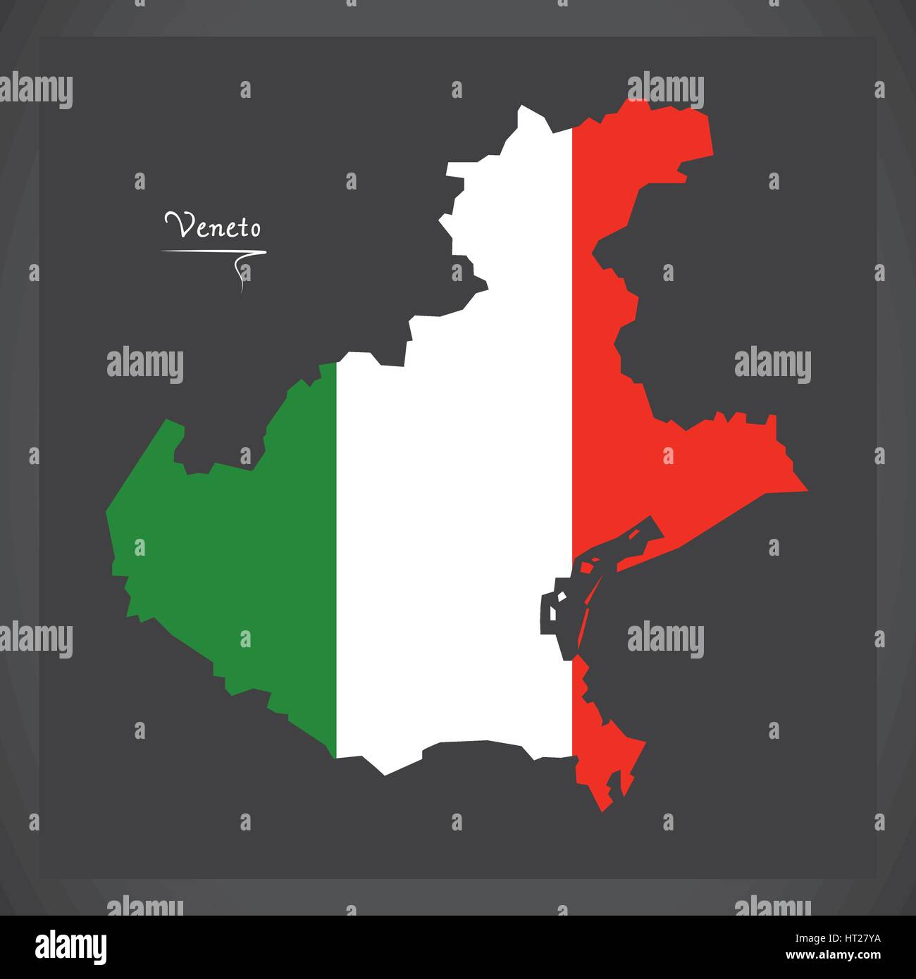 Veneto Mappa italiana con bandiera nazionale illustrazione Illustrazione Vettoriale