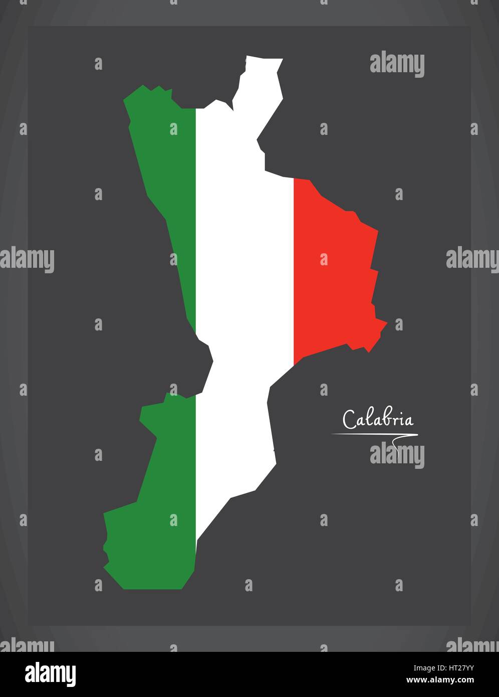 Calabria Mappa italiana con bandiera nazionale illustrazione Illustrazione Vettoriale