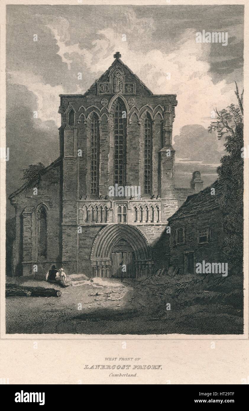 'Fronte Ovest di Lanercost Priory. Cumberland", 1814. Artista: John Greig. Foto Stock
