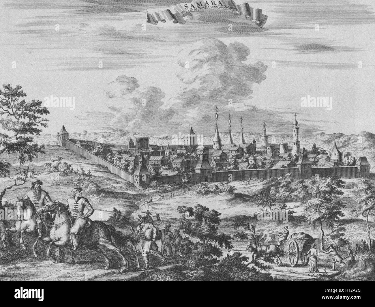 Vista di Samara, 1710. Artista: Aa, Pieter van der (1659-1733) Foto Stock