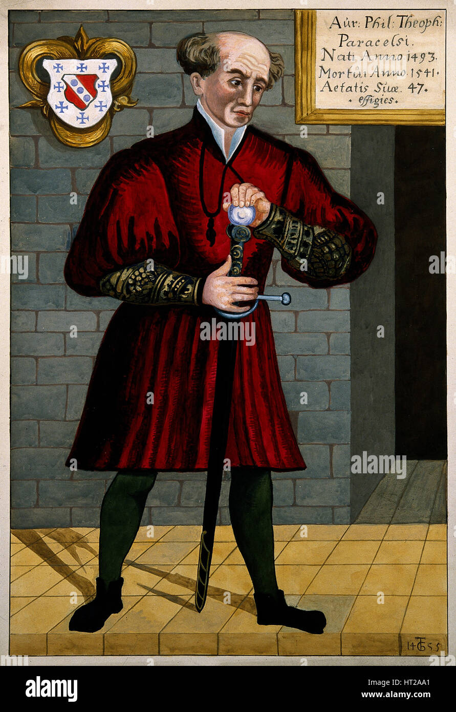 Theophrastus Philippus Aureolus Bombastus von Hohenheim (Paracelso), c. 1550. Artista: Anonimo Foto Stock