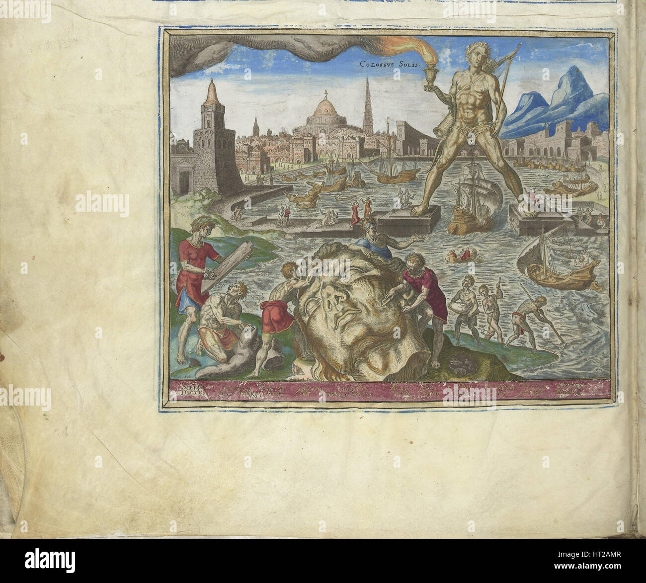 Il Colosso di Rodi (dalla serie l'ottava meraviglia del mondo), 1572. Artista: Galle, Philipp (Philips) (1537-1612) Foto Stock