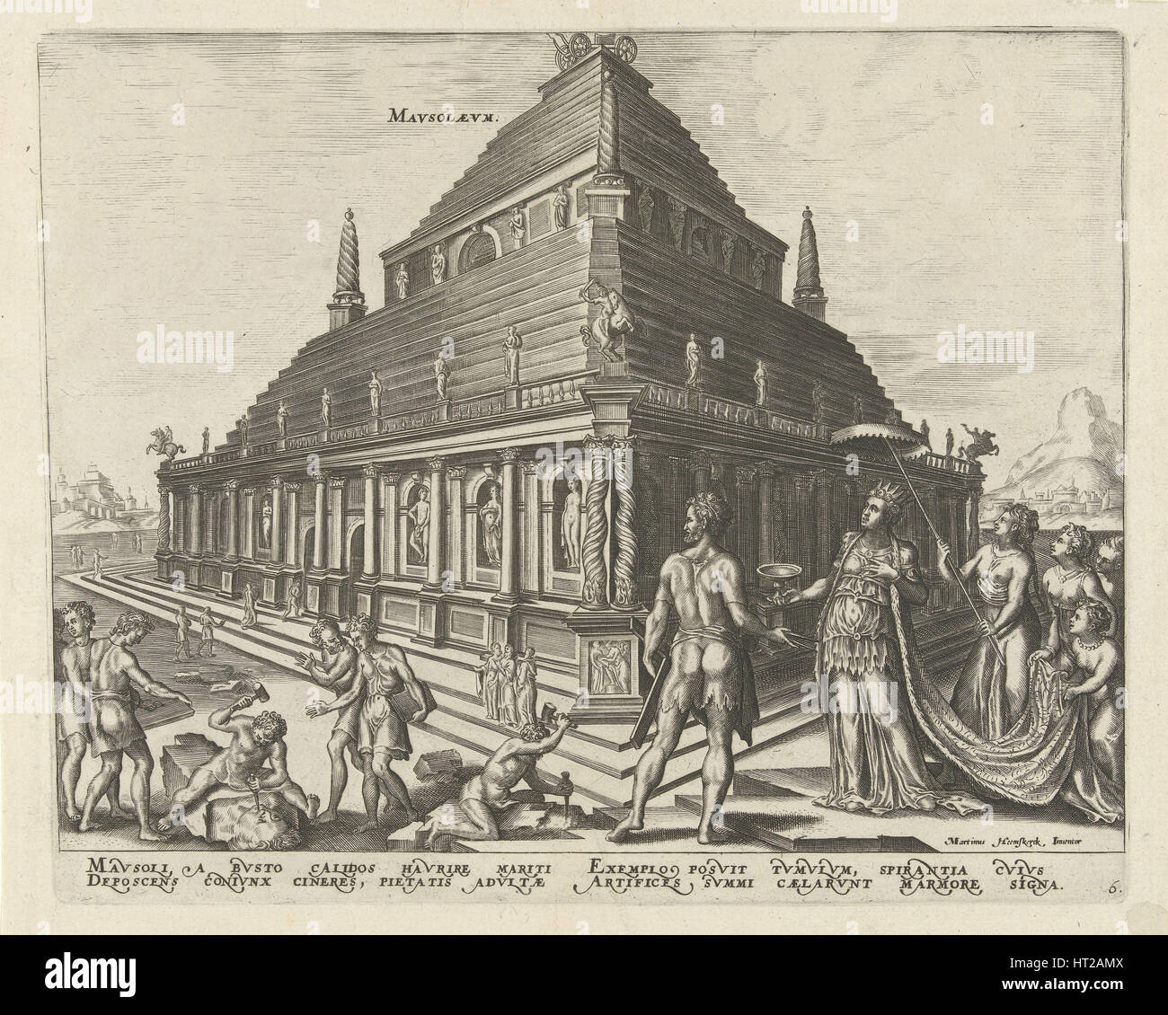 Il Mausoleo di Alicarnasso (dalla serie l'ottava meraviglia del mondo), 1572. Artista: Galle, Philipp (Philips) (1537-1612) Foto Stock