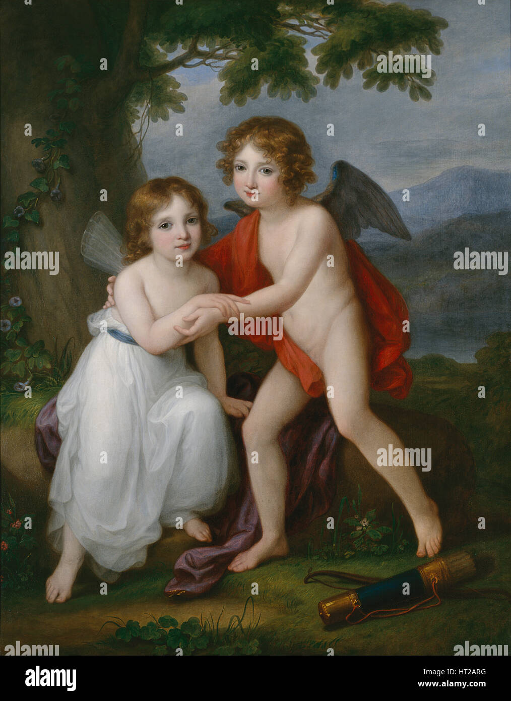 Ritratto di Plymouth fratelli come Amore e Psiche, 1795. Artista: Kauffmann, Angelika (1741-1807) Foto Stock