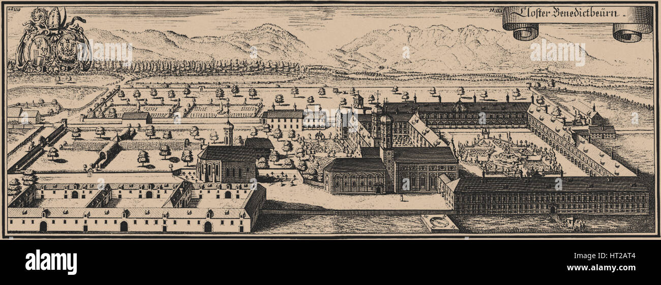 Benediktbeuern Abbey. Artista: Wening, Michael (1645-1718) Foto Stock