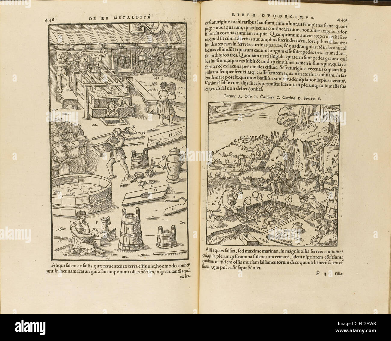 Illustrazione da De re metallica libri XII da parte di Georgius Agricola, 1556. Artista: Anonimo Foto Stock