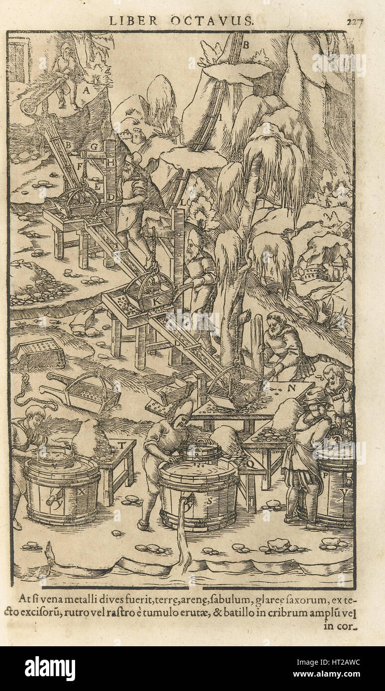 Illustrazione da De re metallica libri XII da parte di Georgius Agricola, 1556. Artista: Anonimo Foto Stock