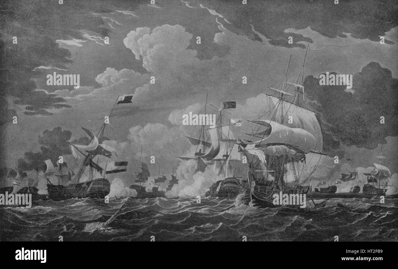 "La vittoria di Admiral Duncan', C1798. Artista: Thomas Whitcombe. Foto Stock