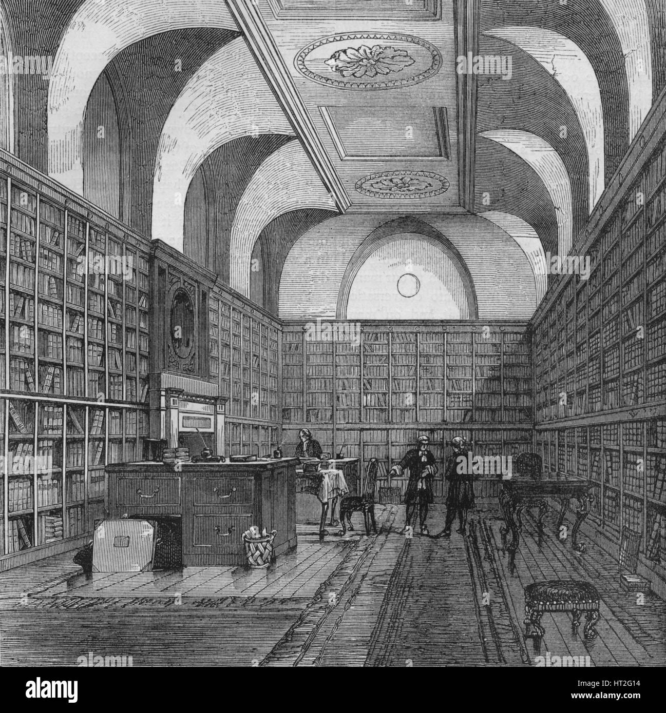 Il Re della biblioteca, Buckingham House, Westminster, London, 1775 (1878). Artista: sconosciuto. Foto Stock