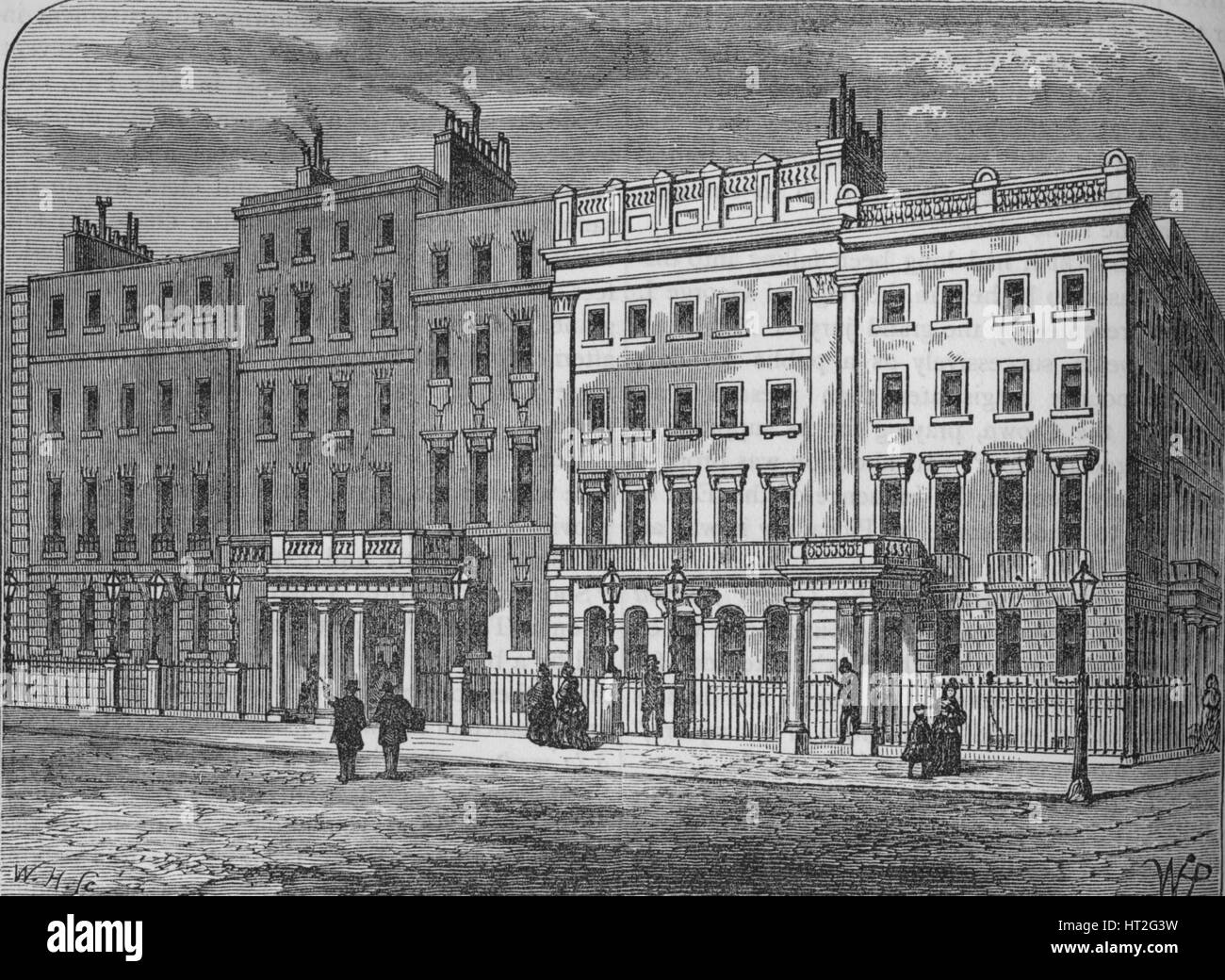 Il Claridge Hotel, Mayfair, Westminster, London, c1877 (1878). Artista: sconosciuto. Foto Stock
