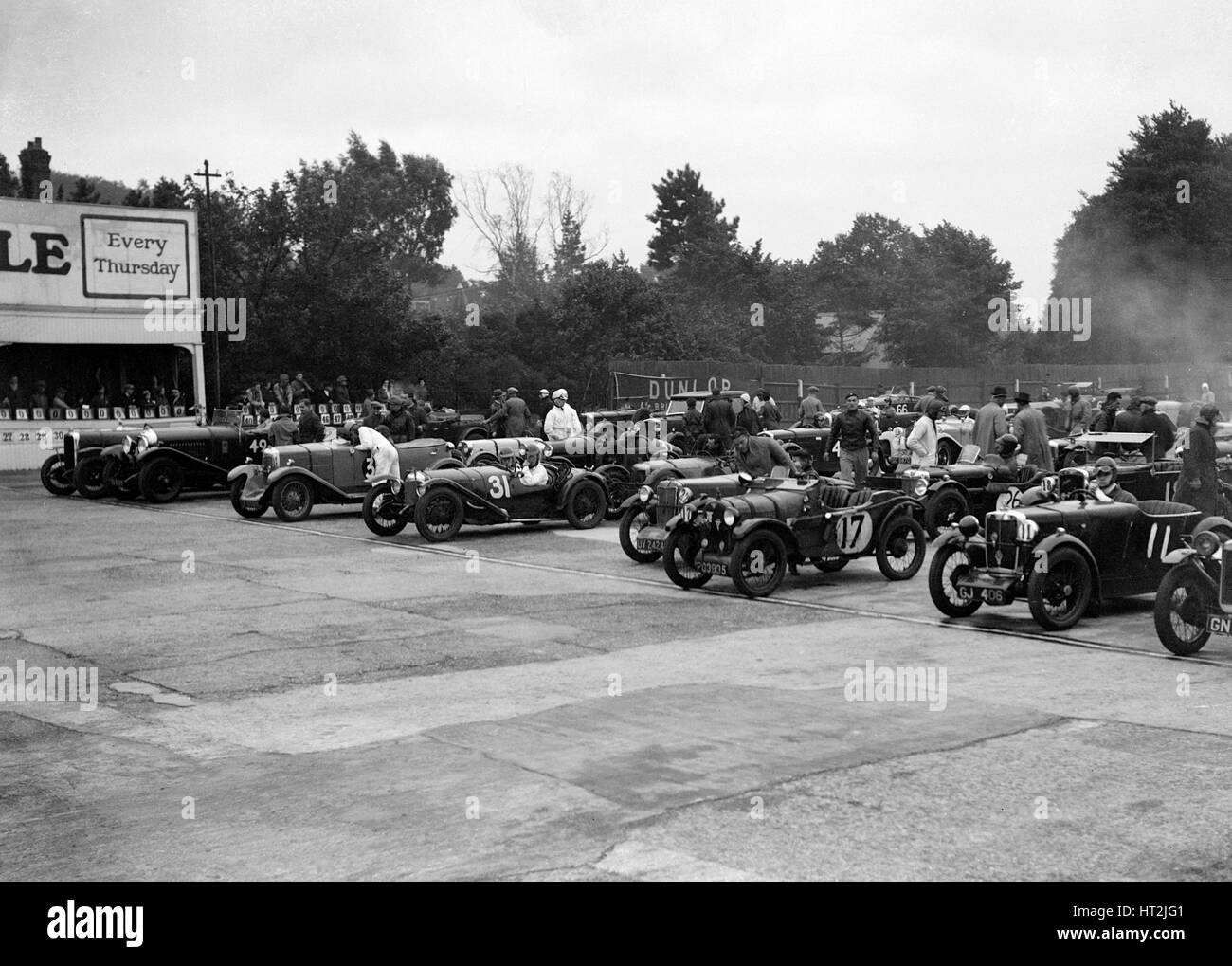 Brighton & Hove Motor Club High Speed Trial, Brooklands, c1931. Artista: Bill Brunell. Foto Stock