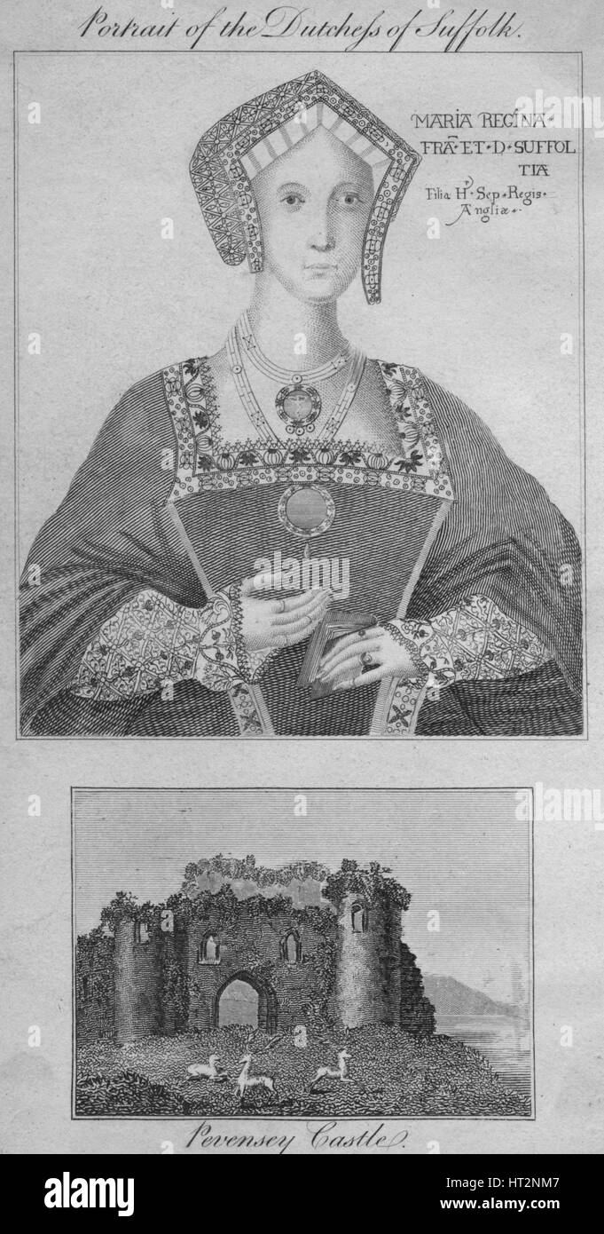 " Ritratto della duchessa di Suffolk, Castello di Pevensey', 1805. Artista: sconosciuto. Foto Stock